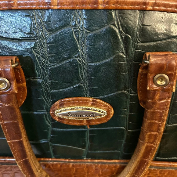 Richard Bernardi TwoTone Double Handle Croc-Embossed Crossbody Bag - Picture 3 of 8